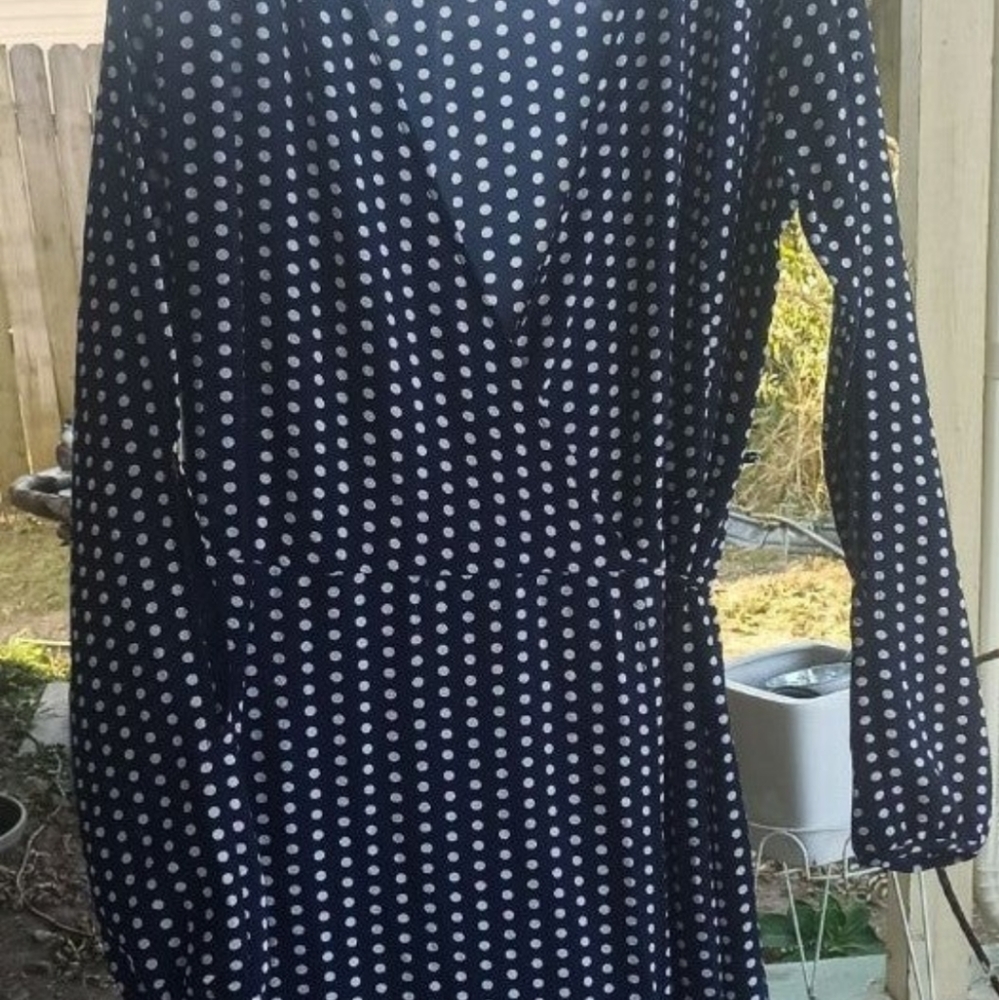 Sophie and Zeke Navy Blue  with White Polka Dot Wrap Dress